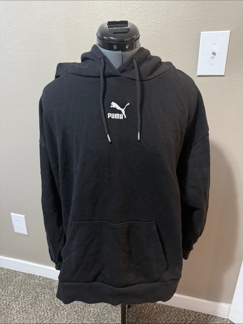 Puma Black Pullover Hoodie with White Logo